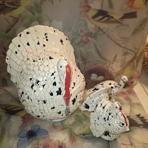 Speckled Ceramic Turkey Figurine Set